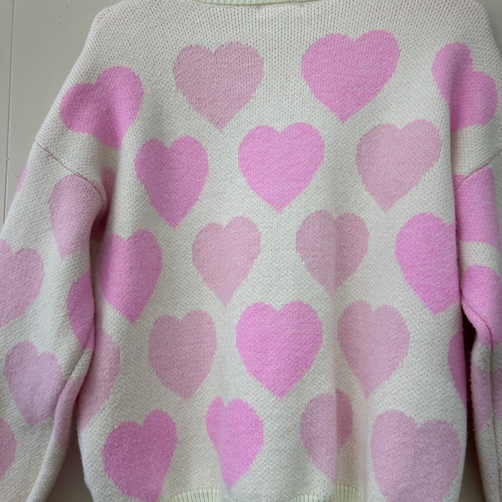 Blu Pepper Cream and Pink Heart Sweater - Picture 2 of 4